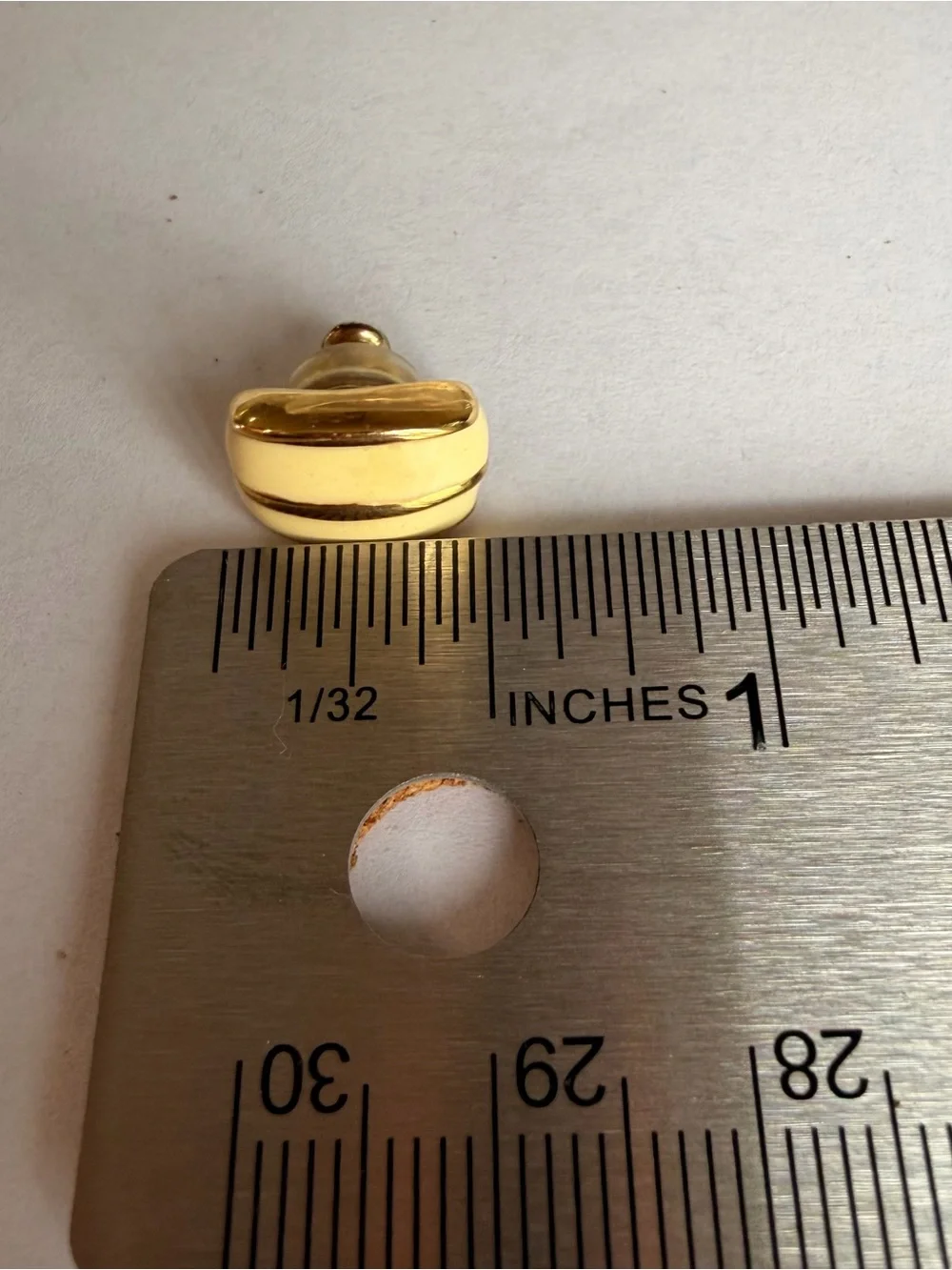 Napier Vintage Gold-Tone and Cream Yellow Enamel Earrings Stud Retro